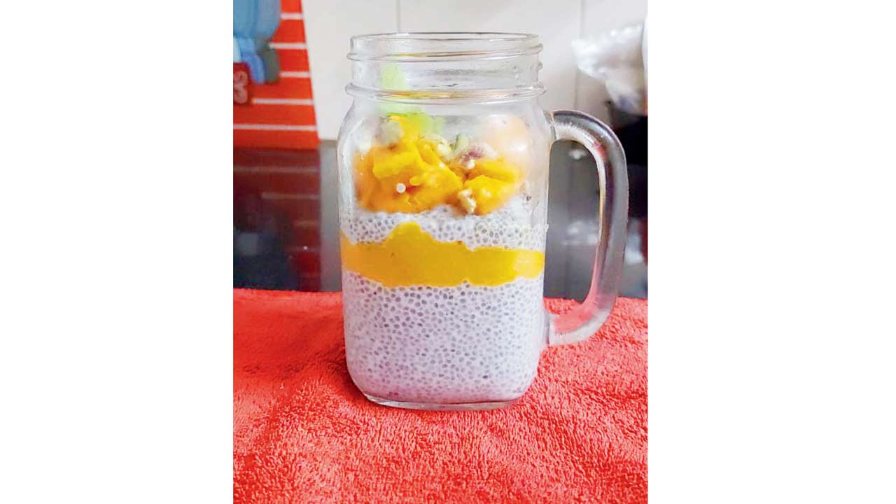 Chia seed pudding with seasonal fruits