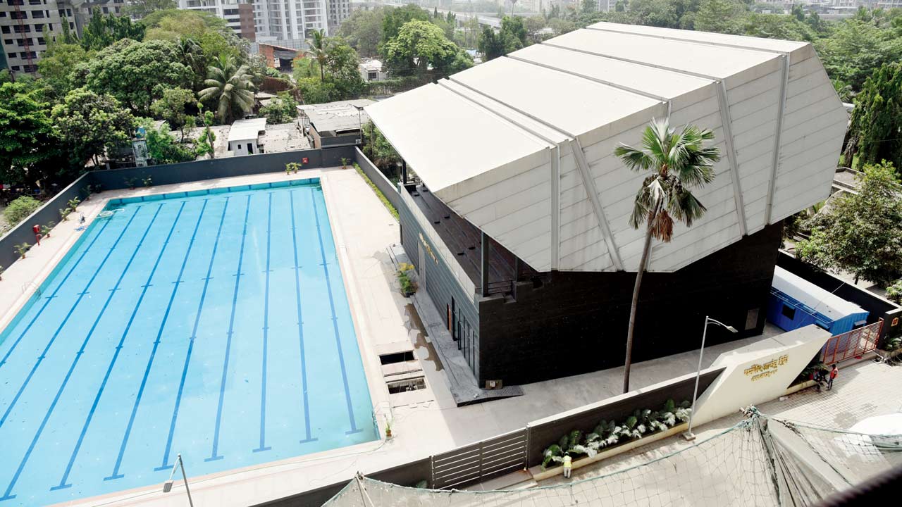 The Balkum Dharmveer Anand Dighe swimming pool was first inaugurated in February. Pic/Sameer Markande