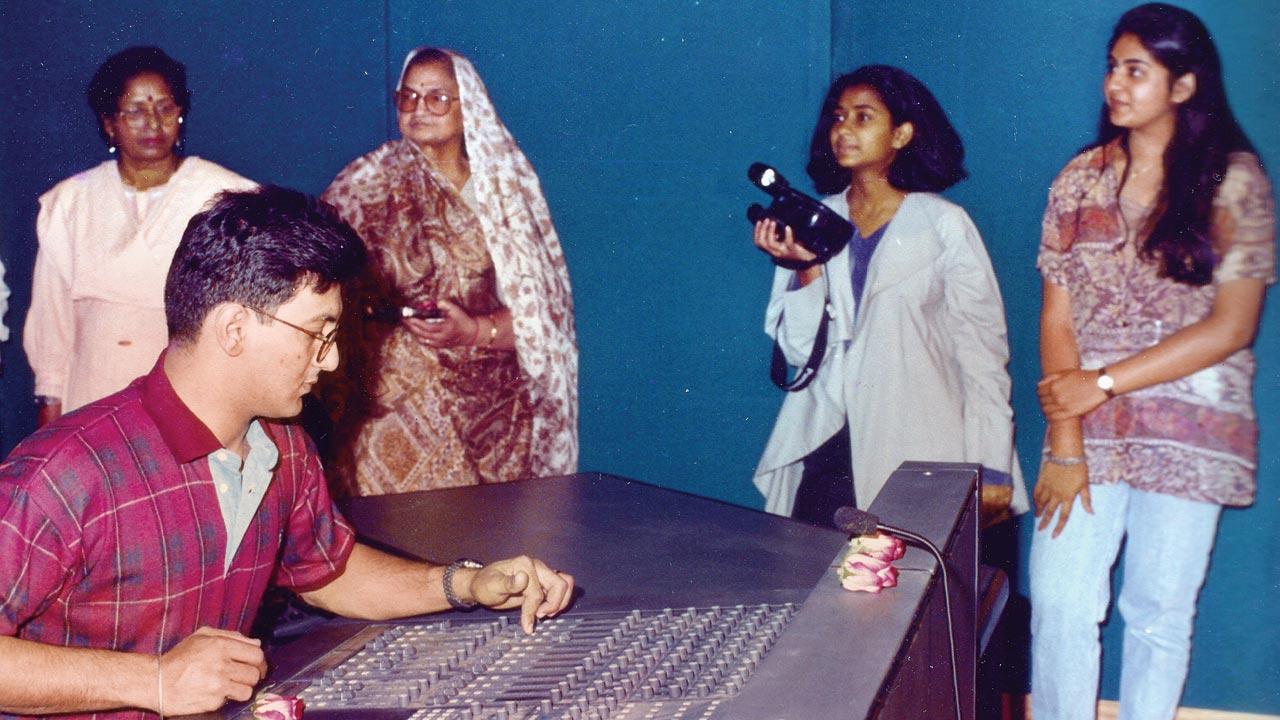 Sound engineer Farhad Dadyburjor at the inauguration of Galactica A studio in 1992