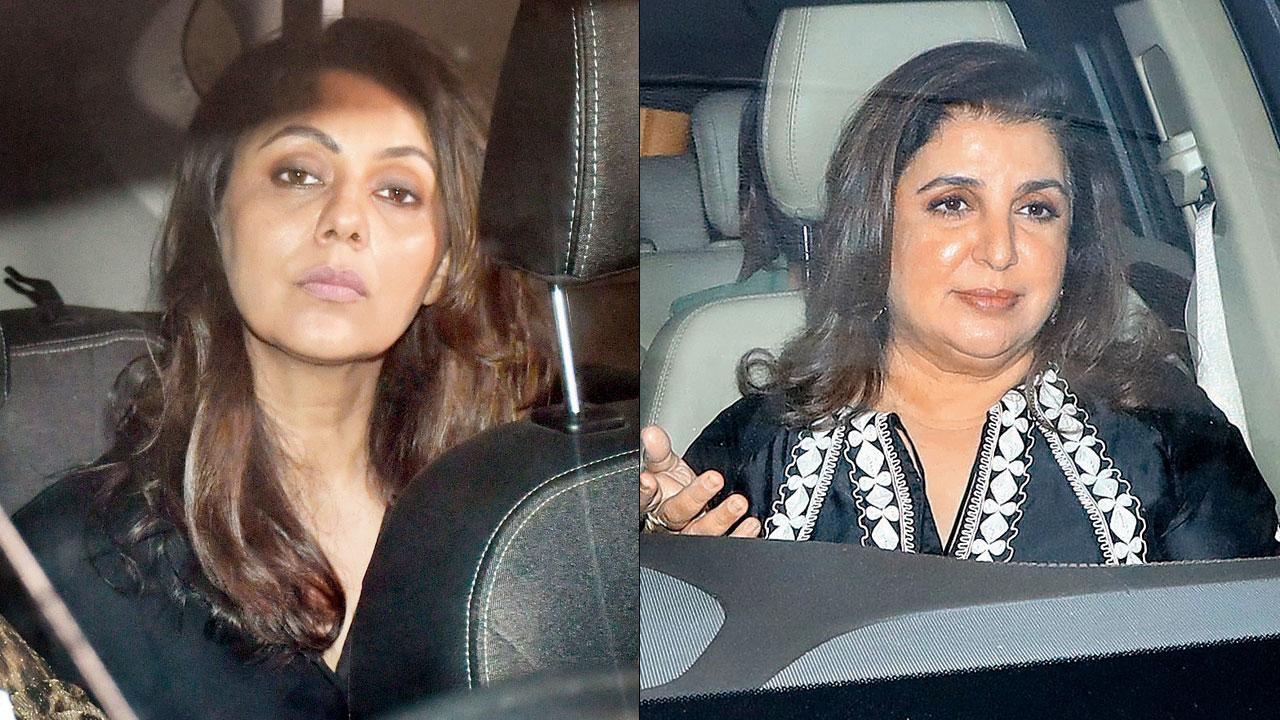 Johar brought in his big day with a sit-down dinner (right) with Gauri and Farah Khan. Pics/Yogen Shah