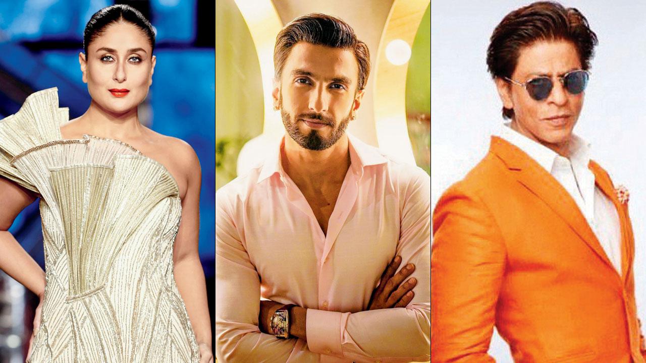 (Clockwise) Kareena Kapoor, Shah Rukh Khan and Ranveer Singh are on the guest list