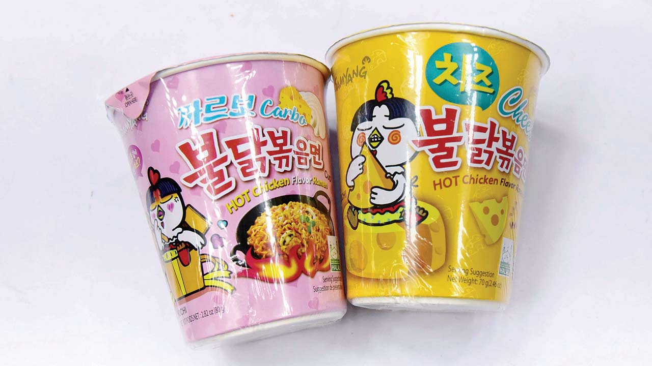 Korean noodles in a cup. Pics/Suresh KK