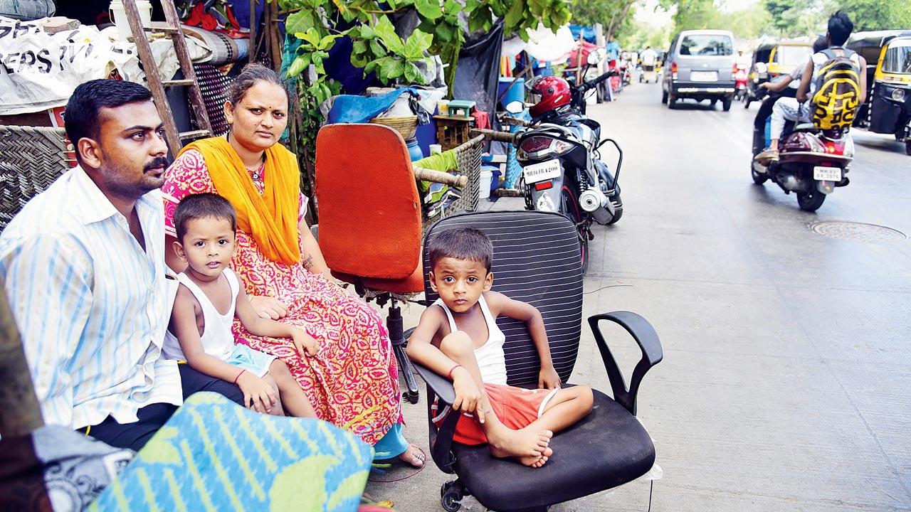 A family of four was left homeless, after their hutment in Vidyavihar was demolished in 2017.  Following a Bombay High Court order, at least 700 hutments were torn down along the Tansa pipeline in Ambedkar Nagar and Bhim Nagar, Vidyavihar East between May 13 and 15 that year. File pic