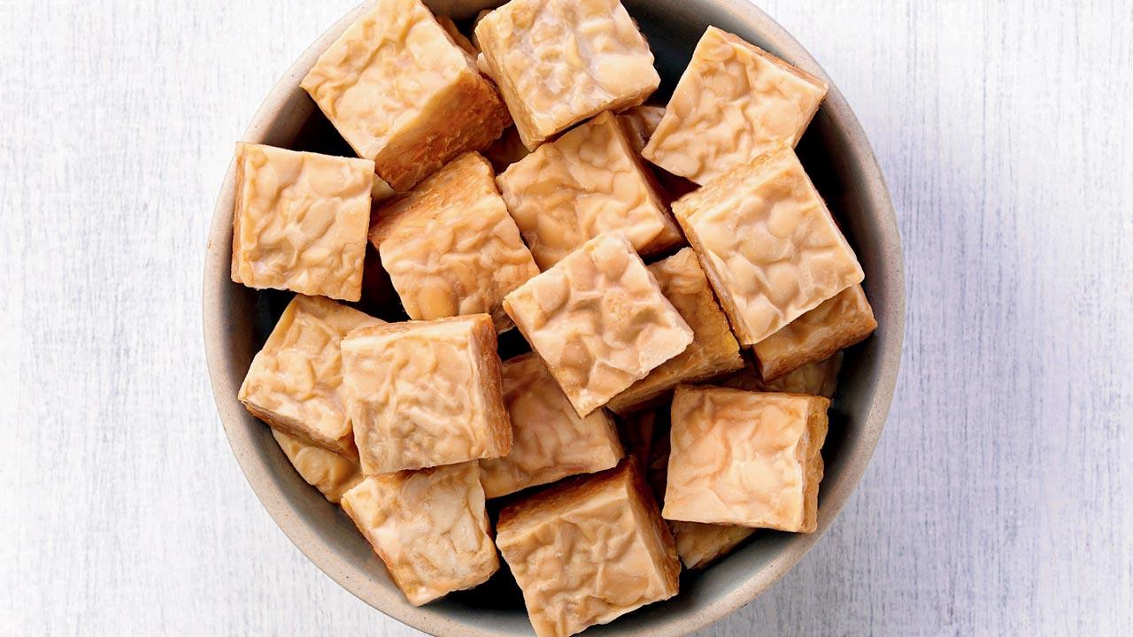 Raw tempeh cubes