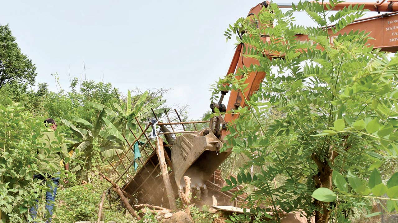 Seven earthmovers and two dumpers were used to clear the hutments