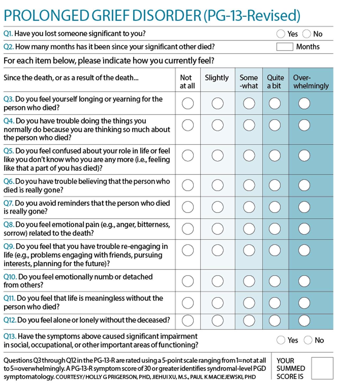 Prolonged Grief Disorder (PG-13-Revised)