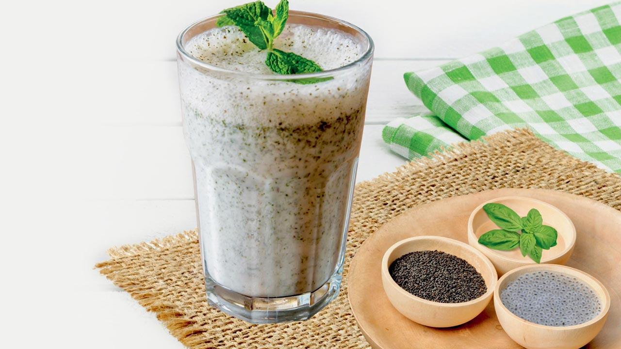 Sabja pudina buttermilk