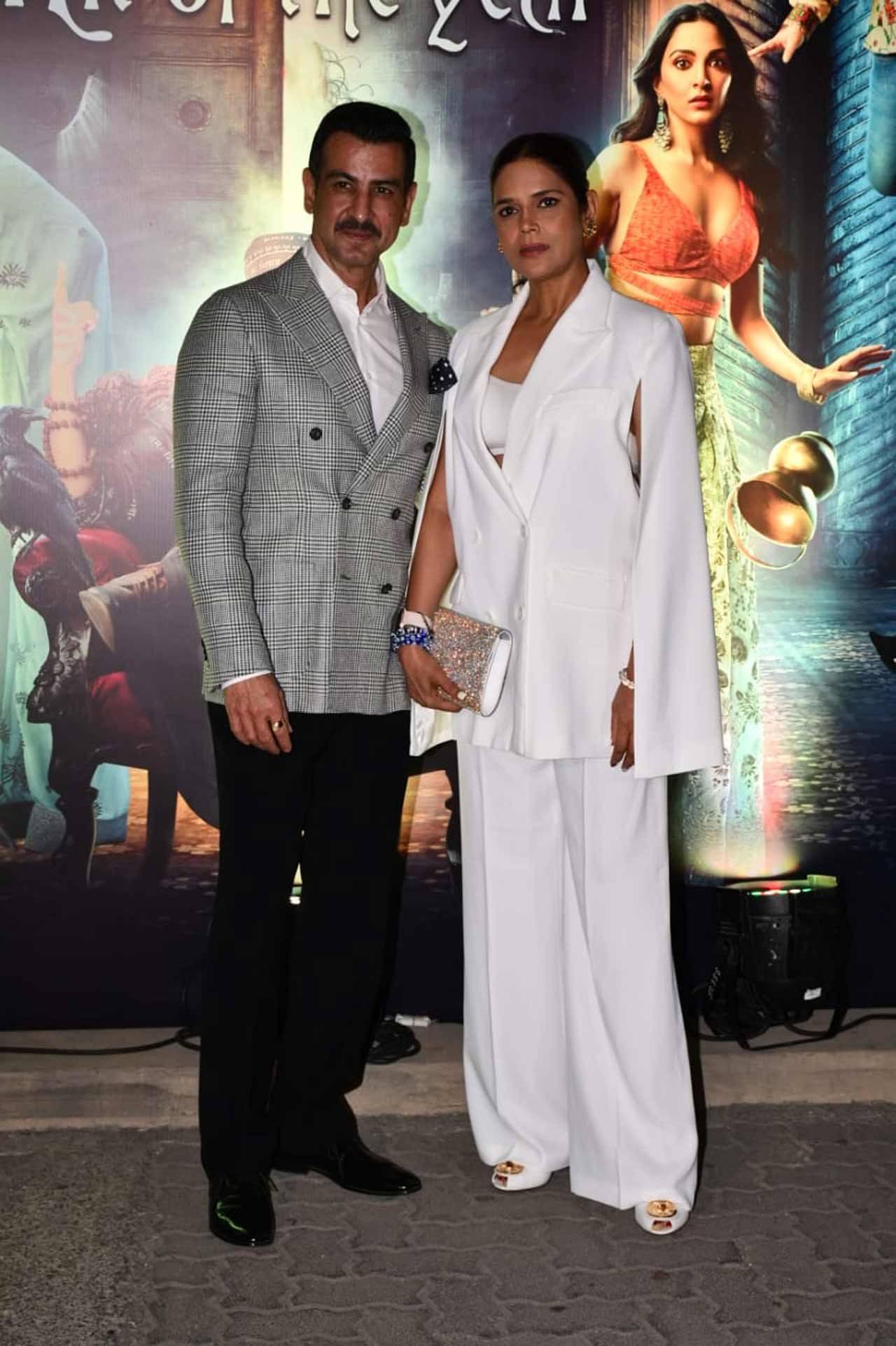 Ronit Roy and his wife Neelam at the bash. Neelam was seen wearing a white pantsuit for the party.