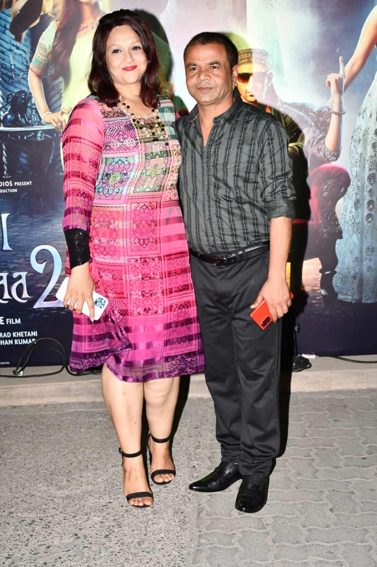 Rajpal Yadav with his wife Radha at the bash.