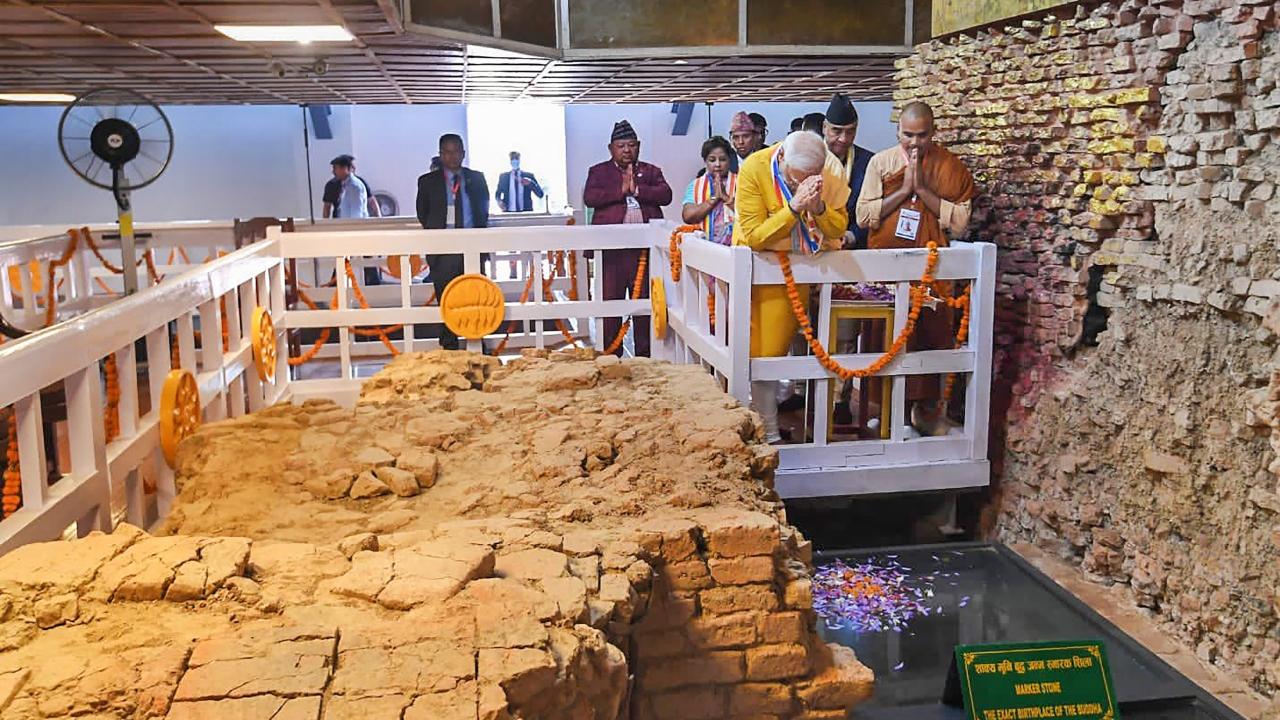Modi arrived in Lumbini, the birthplace of Gautam Buddha and a Unesco World Heritage Site, earlier in the day and offered prayers at famous Maya Devi temple to mark the occasion of Buddha Purnima