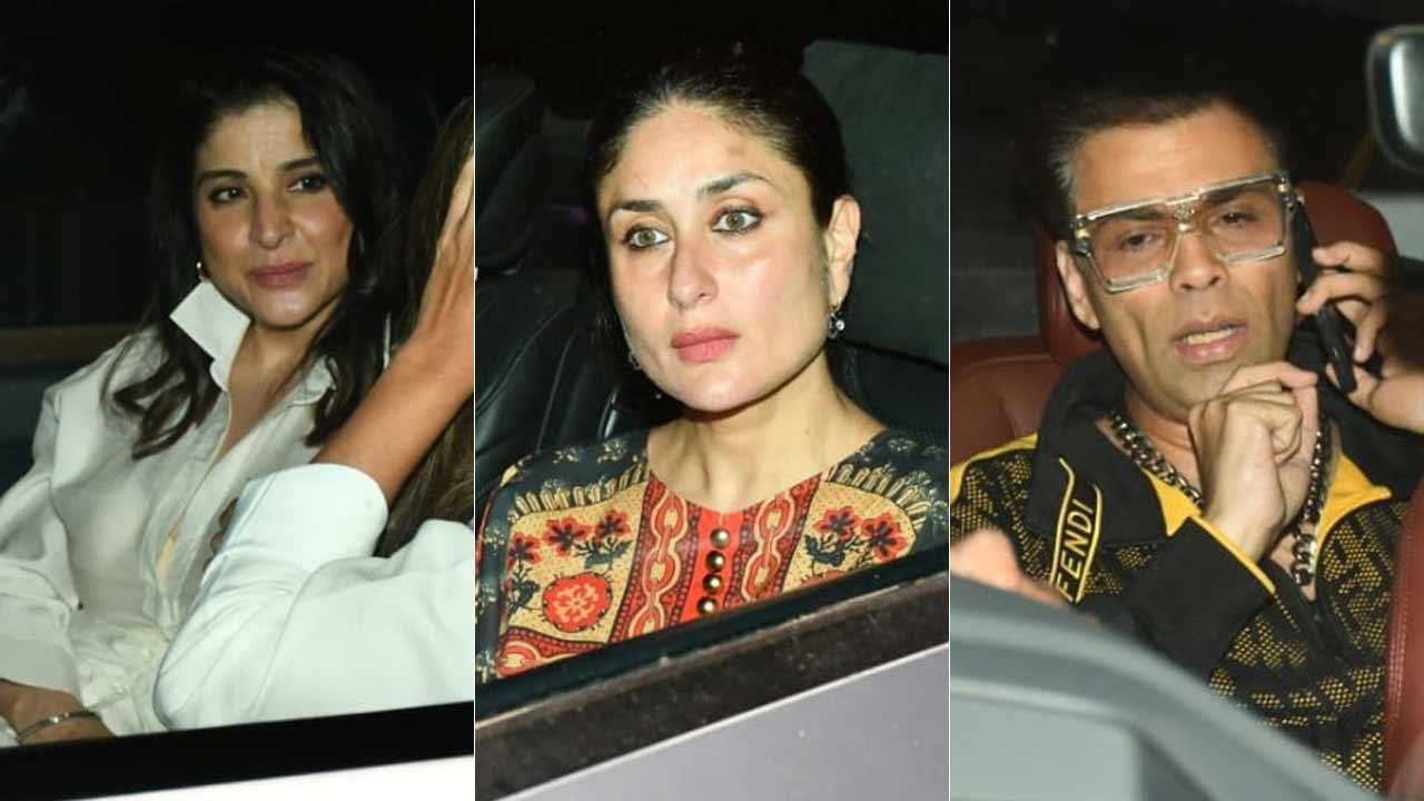A collage of Karisma Kapoor's guests arriving for dinner