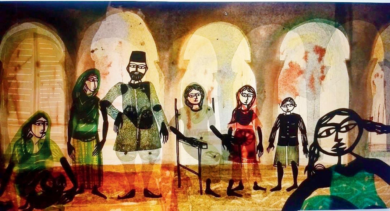 An animated scene from Sultana’s Dream