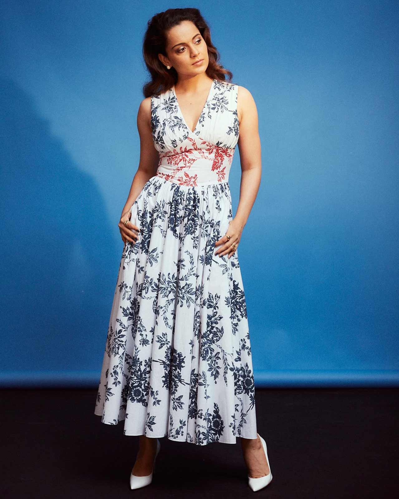 Floral can never go wrong and this flowy outfit picked by Kangana Ranaut and the team looks like a perfect summer outfit. The actress looks like a vision in white in this one, what do you think?