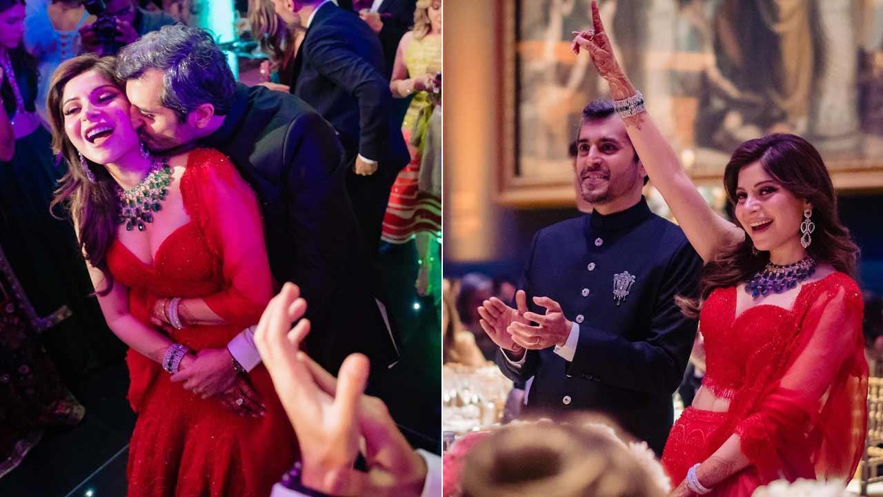 A collage of Kanika Kapoor's wedding reception