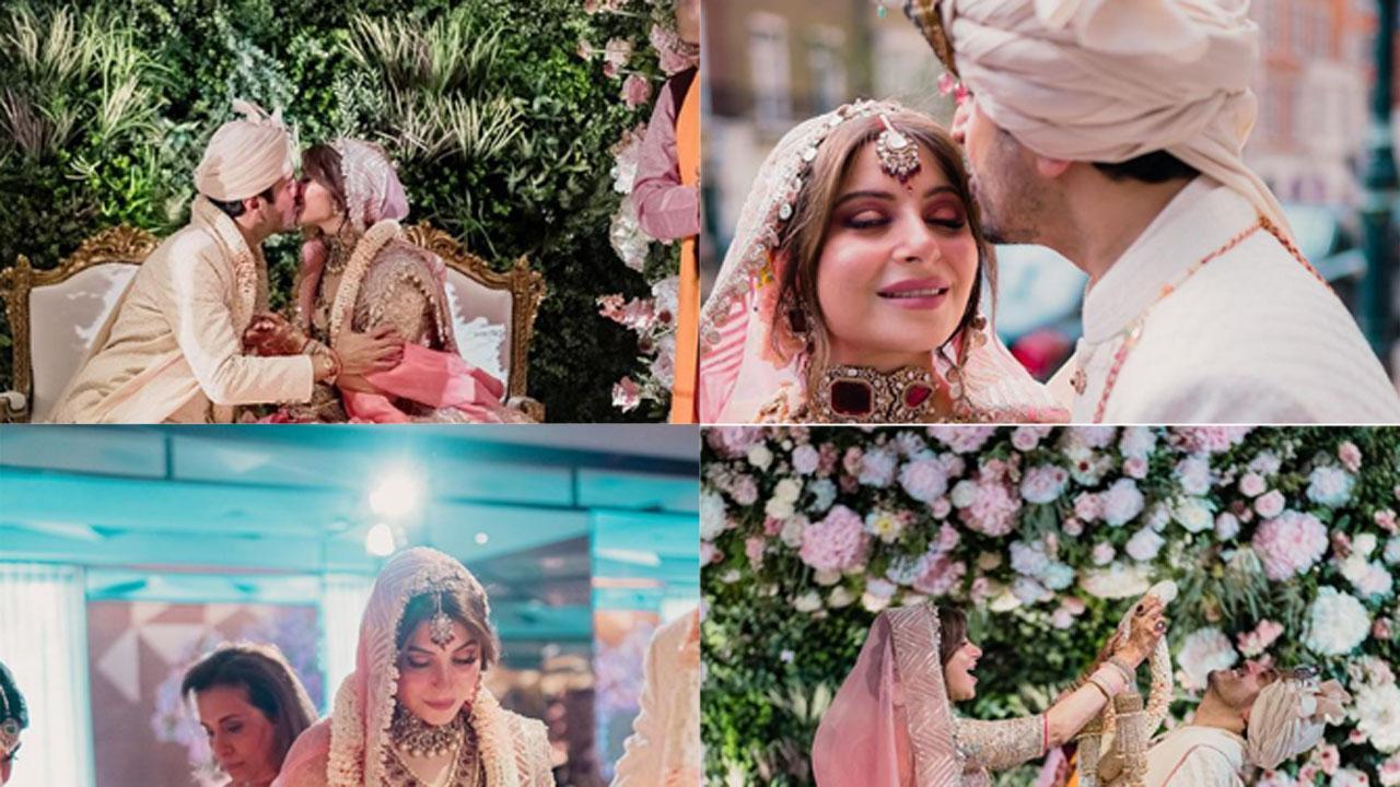 A collage of Kanika Kapoor's wedding pictures