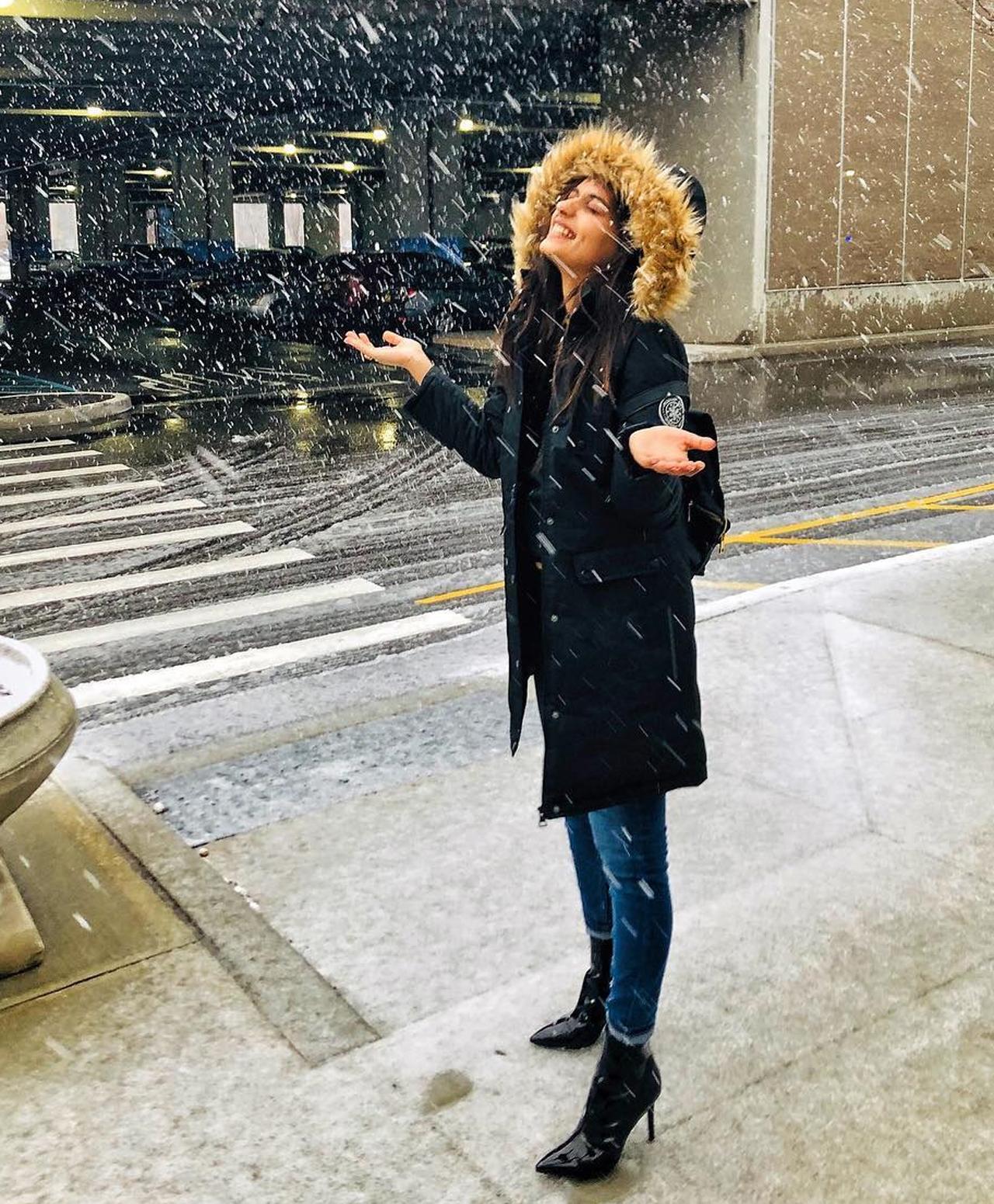New York
New York's snowfall inspires her somewhat to write one of her longest captions as she enjoys the moment. She pens- 
