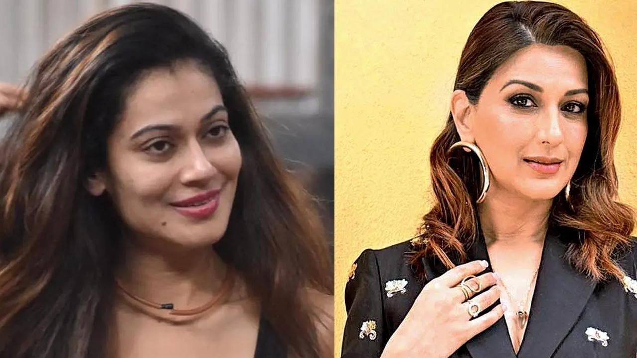 A collage Payal Rohatgi and Sonali Bendre 