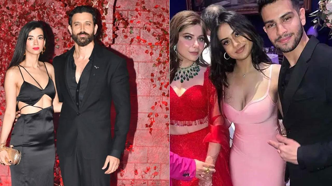 A collage of Hrithik Roshan-Saba Azad and Nysa Devgn