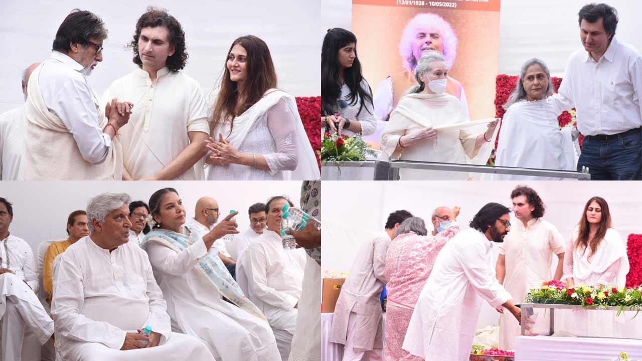 Amitabh Bachchan, Jaya Bachchan, Javed Akhtar Shabana Azmi attend the last rites