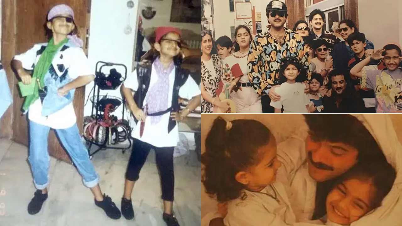 A collage of Sonam Kapoor's childhood photos