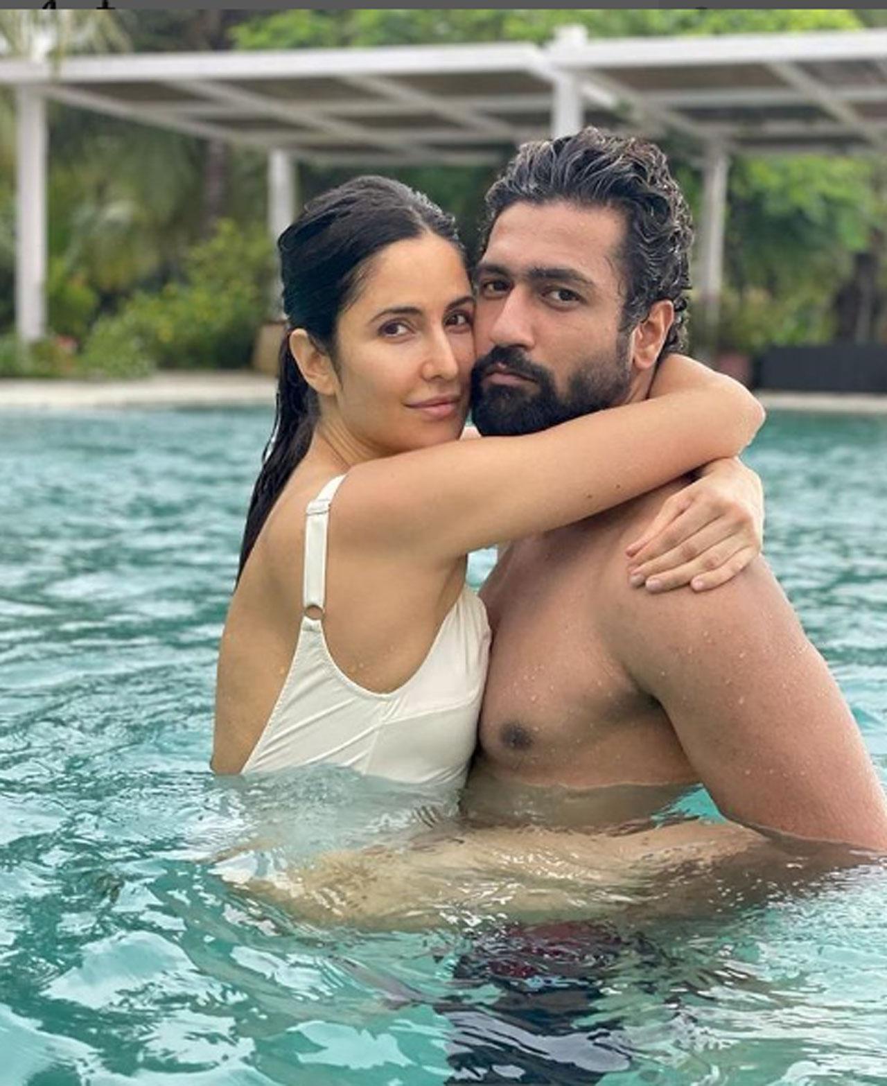 A picture in the pool isn't that common but this couple makes it to the list. Katrina shared this moment very recenty and wrote- 