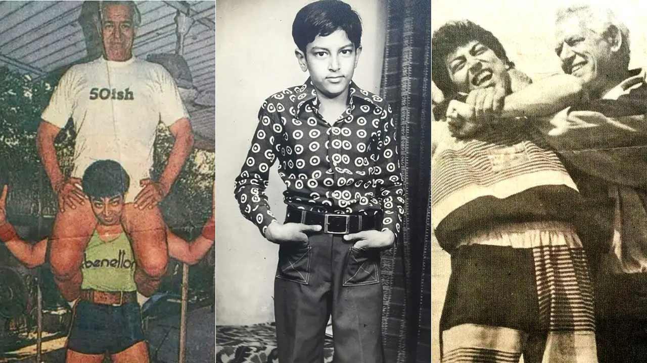 A collage of Vindu Dara Singh's personal life