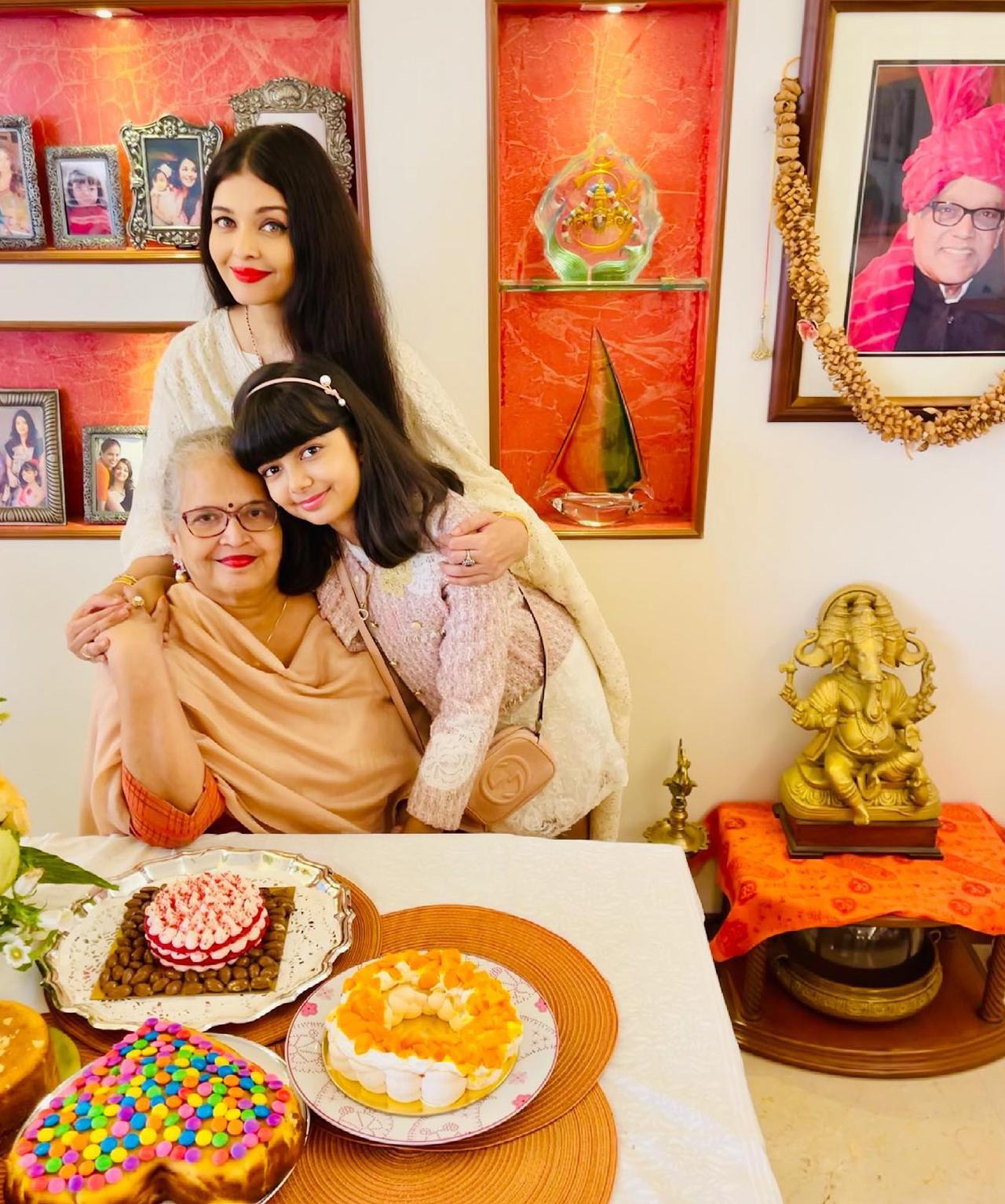 In another picture, the three generations posed together for an adorable click. It had the grandmother Bridna Rai, the mother Aishwarya Rai Bachchan, and the granddaughter Aaradhya. 