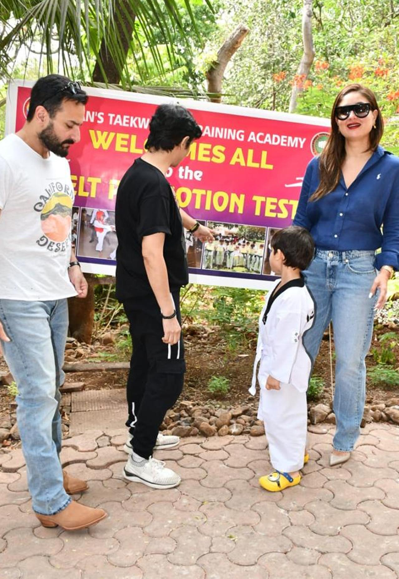 The little munchkin Taimur Ali Khan isn't little anymore as he has won a yellow belt in Taekwondo making at the age of five and made his parents Saif Ali Khan and Kareena Kapoor Khan proud. The proud parents came at the Kiran's Taekwondo Training Academy to be with their baby boy.