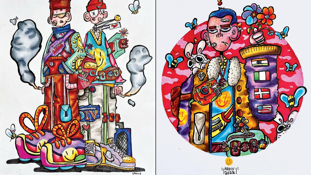 Works by 13-year-old Aadiv Mehta that will be showcased at the exhibition