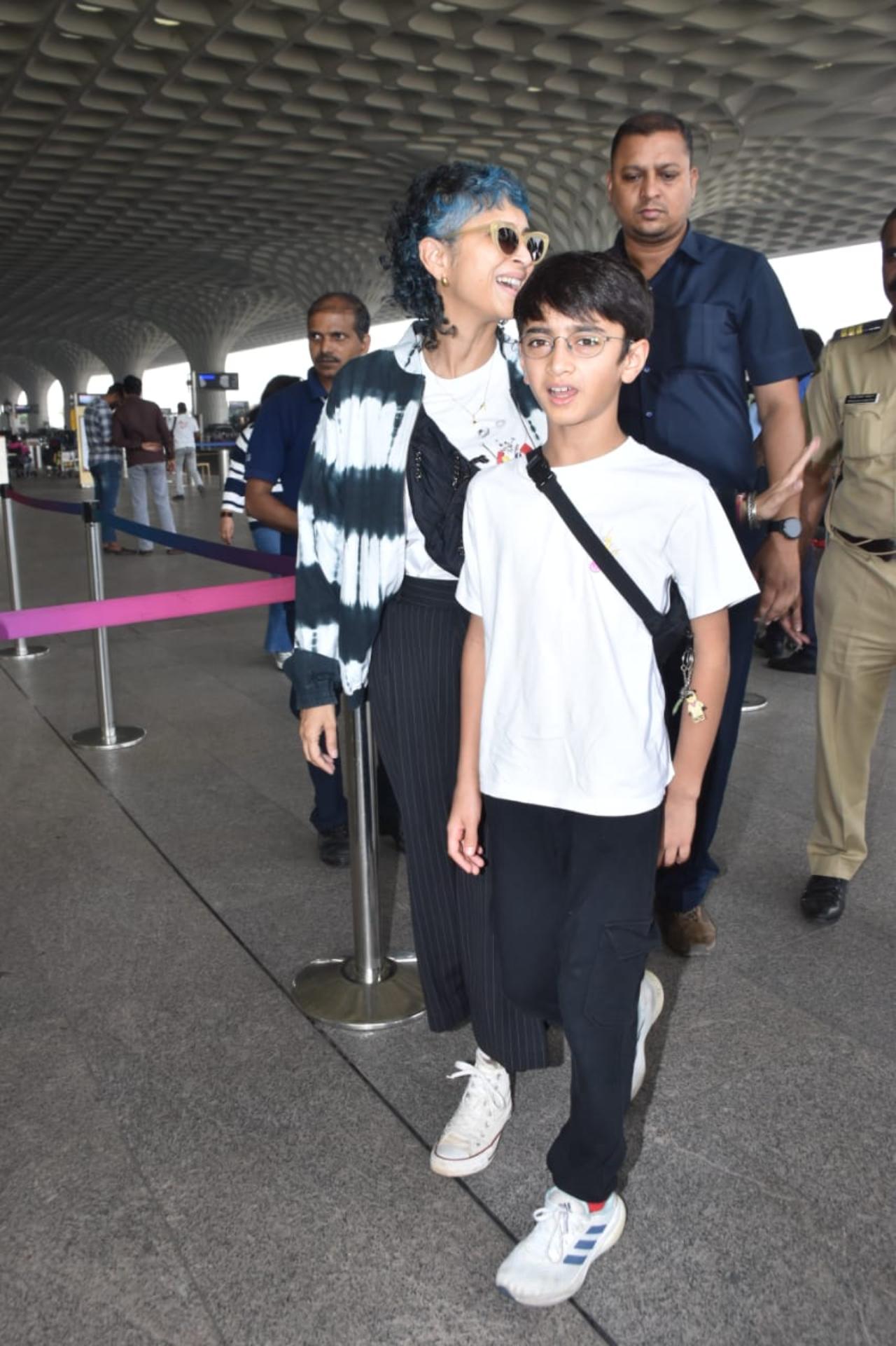 Spotted Aamir Khan with son Azad and ex-wife Kiran Rao fly out of Mumbai