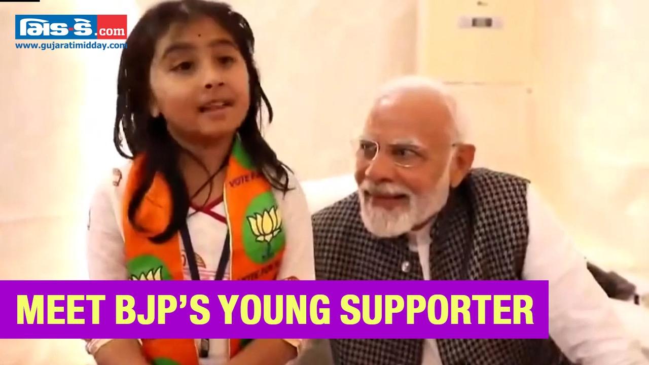 PM Narendra Modi Meets A Young Bharatiya Janata Party BJP Supporter In Gujarat