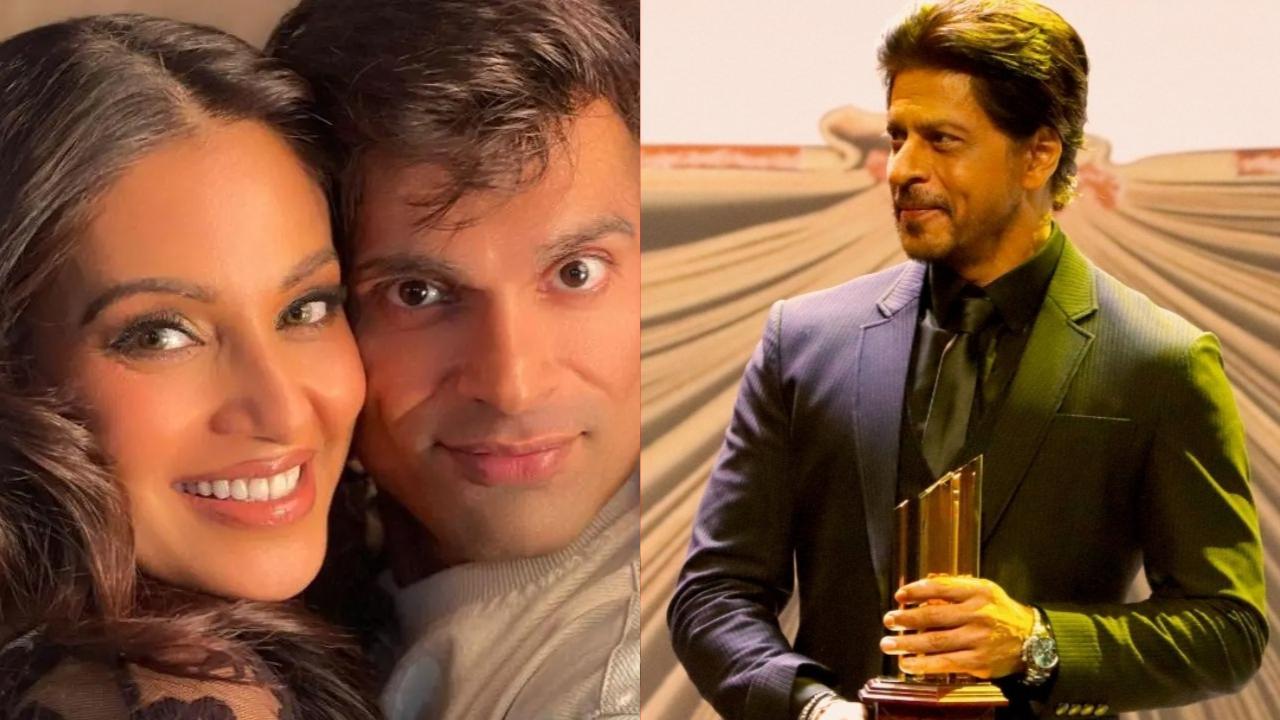 Bipasha Basu with husband, Karan Singh Grover, Shah Rukh Khan at award ceremony in Sharjah