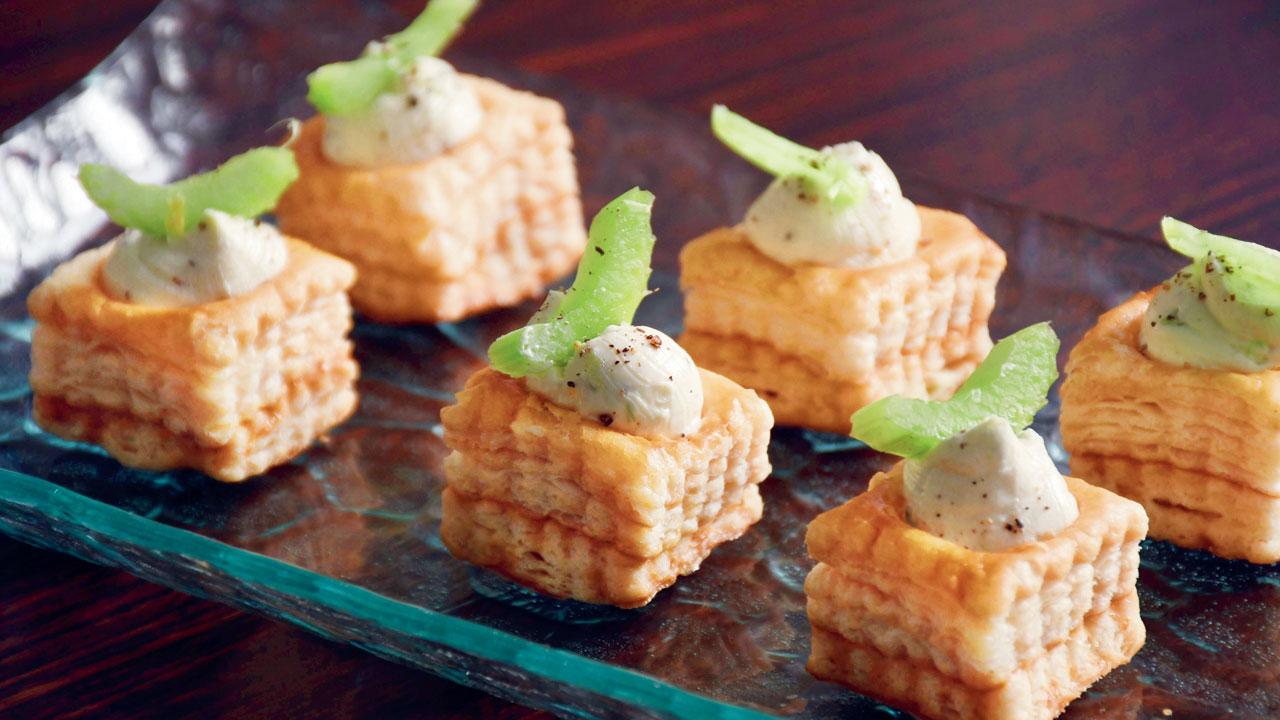 Deconstructed celery vol-au-vent