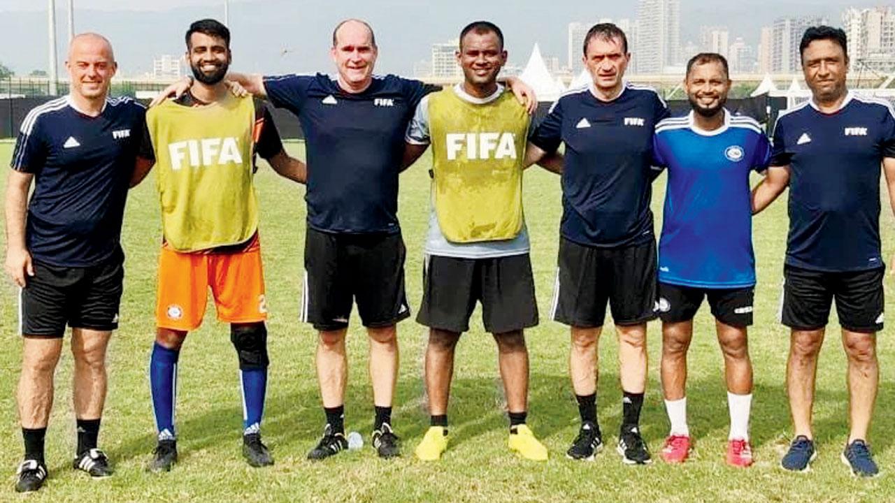 FIFA and India Rush Soccer Club coaches at a training session in Navi Mumbai 