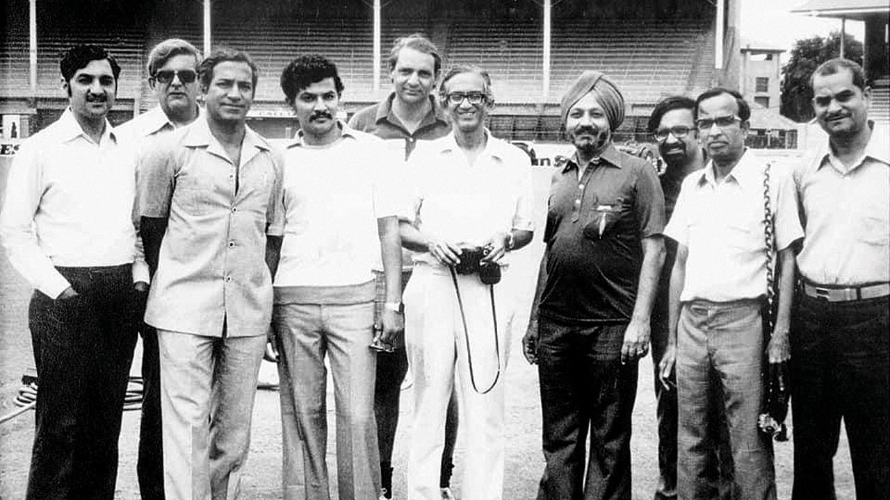 Indian journalists pose for a photograph at the Adelaide Oval in 1981