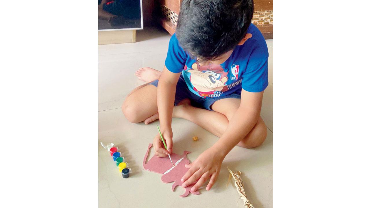 A child tries his hand at the activities