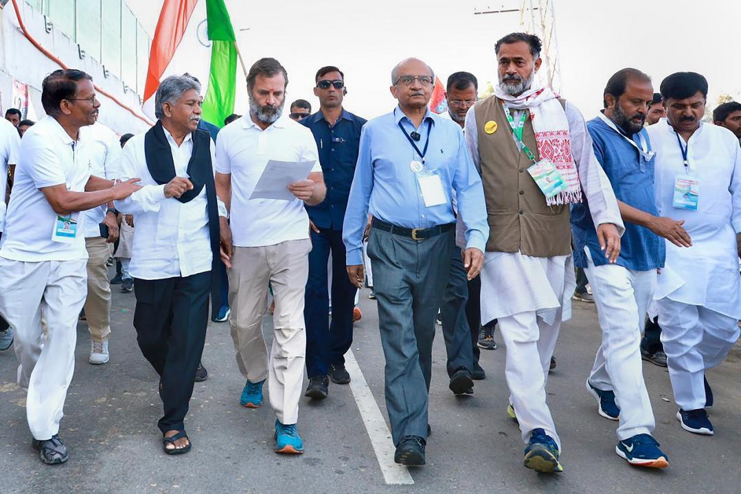 Prashant Bhushan joins Congress' Bharat Jodo Yatra in Telangana