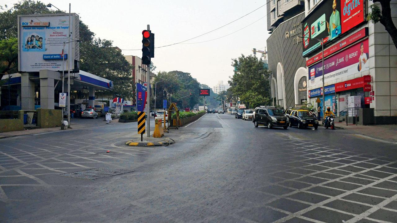 The work of Pedder Road, N S Patkar Road and Babulnath Road is under the south city road department. Pic/Ashish Raje