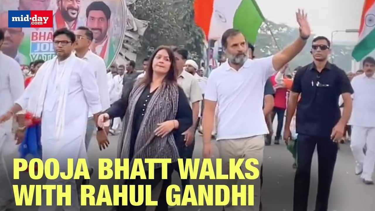 Bharat Jodo Yatra: Bollywood Actress Pooja Bhatt Walks With Rahul Gandhi