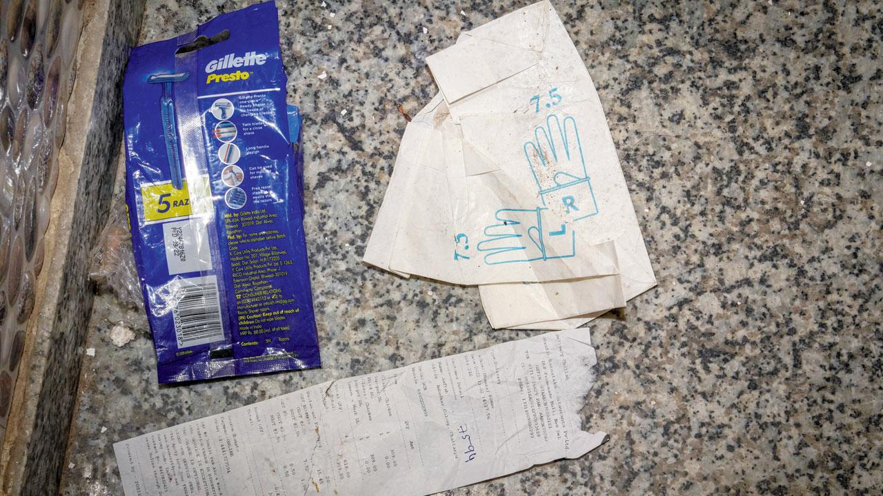 A food bill and wrappers found outside the flat where Poonawala lived