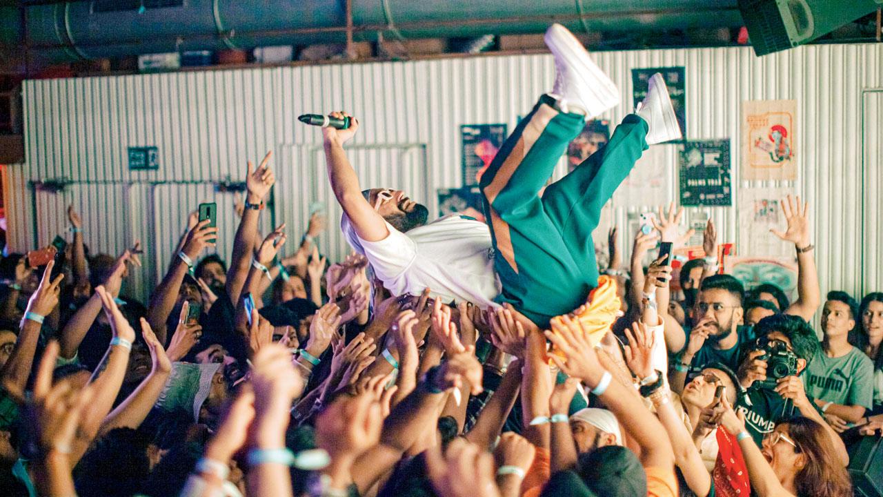 Prabh Deep crowd surfing at an event