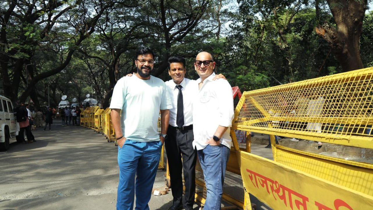 Manoj Bajpayee, Vinod Bhanushali & Apoorv Singh Karki on sets of their courtroom drama