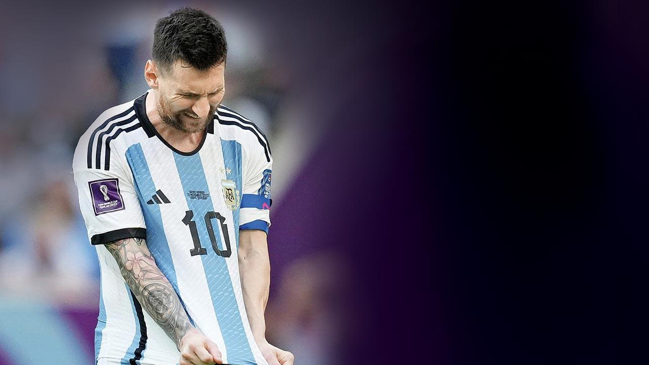 Lionel Messi wears a dejected look during Argentina’s match against Saudi Arabia yesterday. Pics/Getty Images