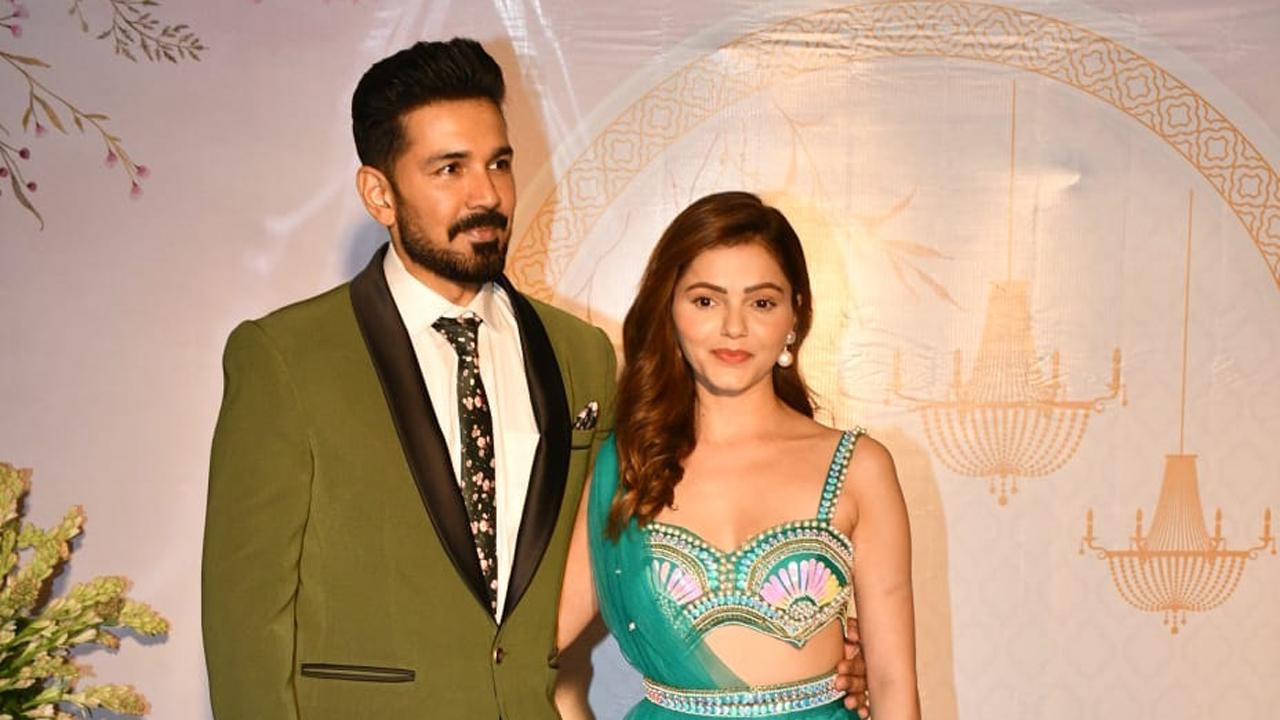 Actors Rubina Dilaik and husband Abhinav Shukla turned up in different shades of green. Rubina wore an interestingly styled saree while Abhinav opted for a suit.