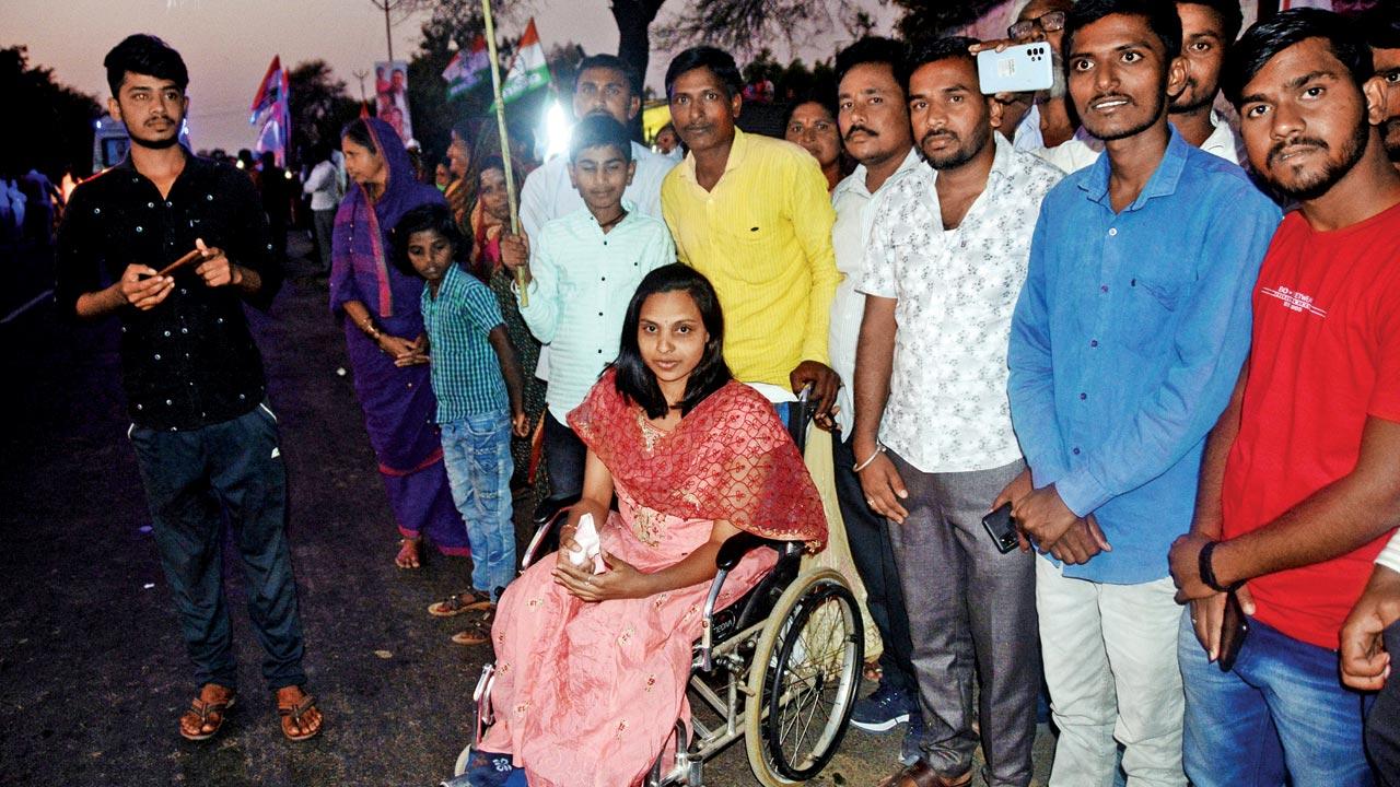Wheelchair-bound Bijur resident Sunita Bandegar attended the Bharat Jodo Yatra to address her concerns about her village 