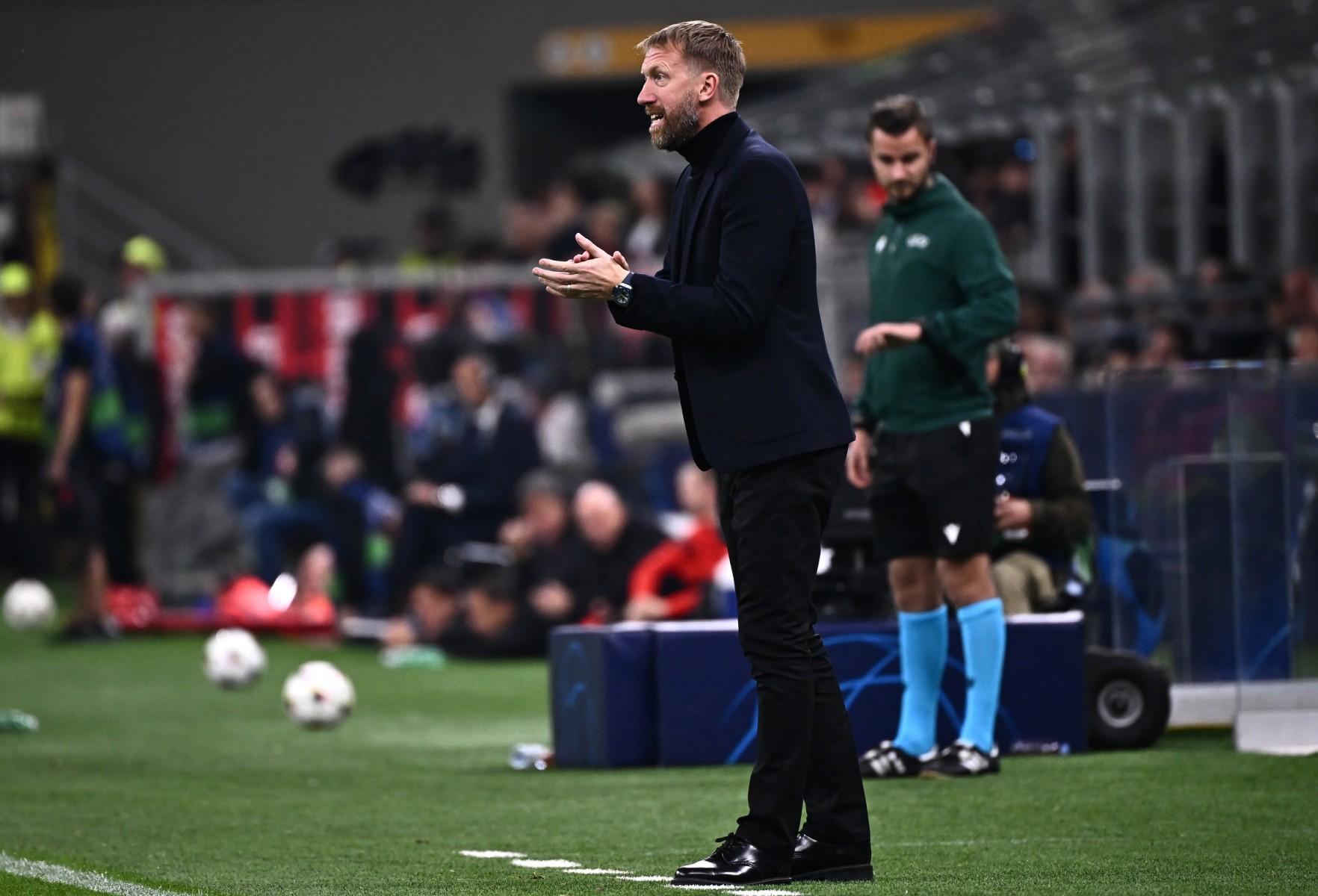 Graham Potter's side took control at a packed San Siro against a Milan team who had to play most of the match with 10 men after Fikayo Tomori was controversially handed an early straight red card.