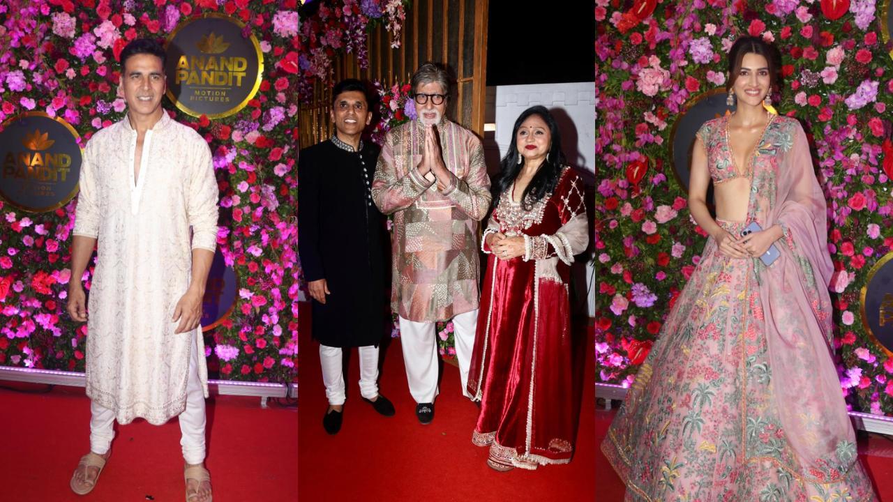 Pics: Akshay Kumar, Amitabh Bachchan, and others at Anand Pandit's Diwali party