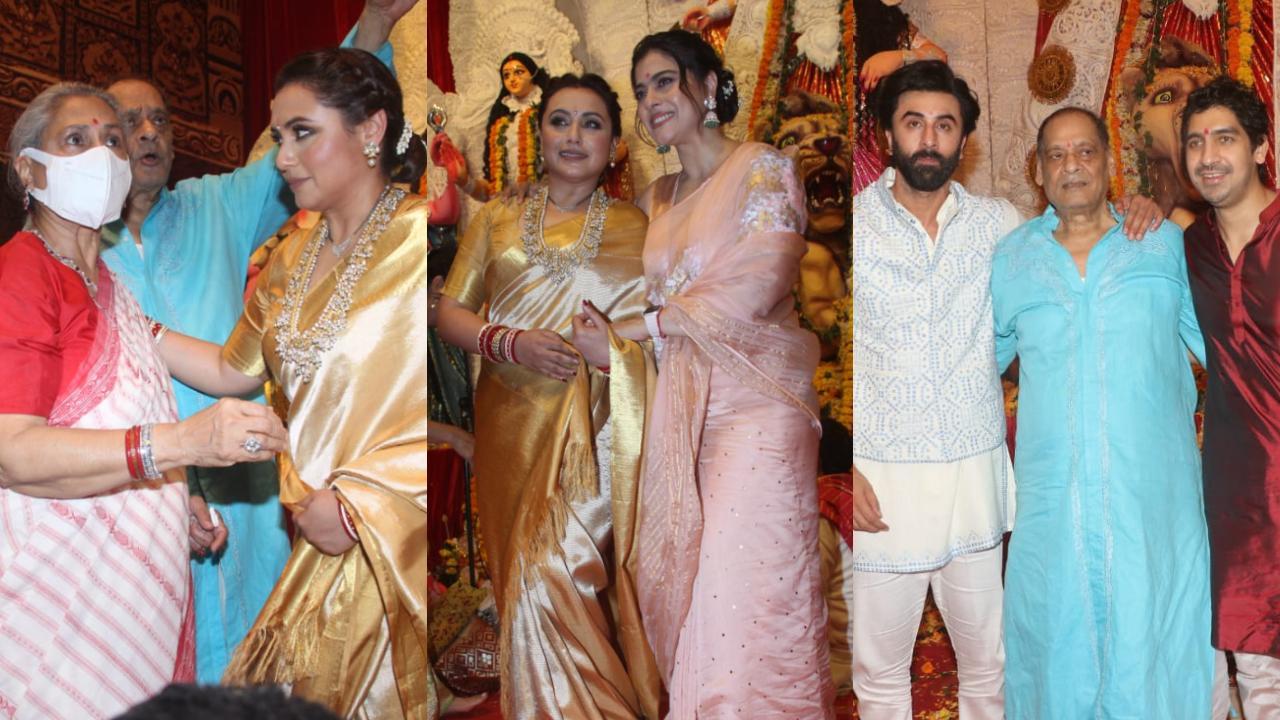 Bollywood celebrities at Durga Puja pandal in Juhu