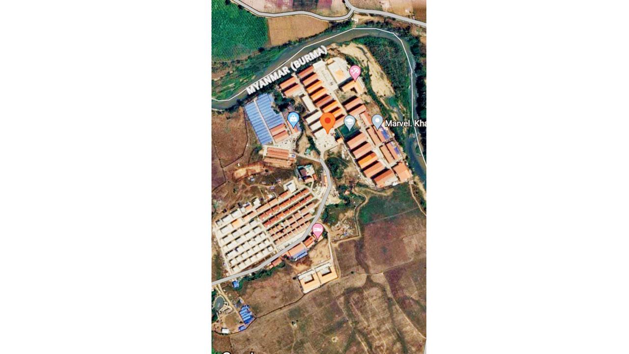 A map of an industrial park in Myanmar, where Indians are held up