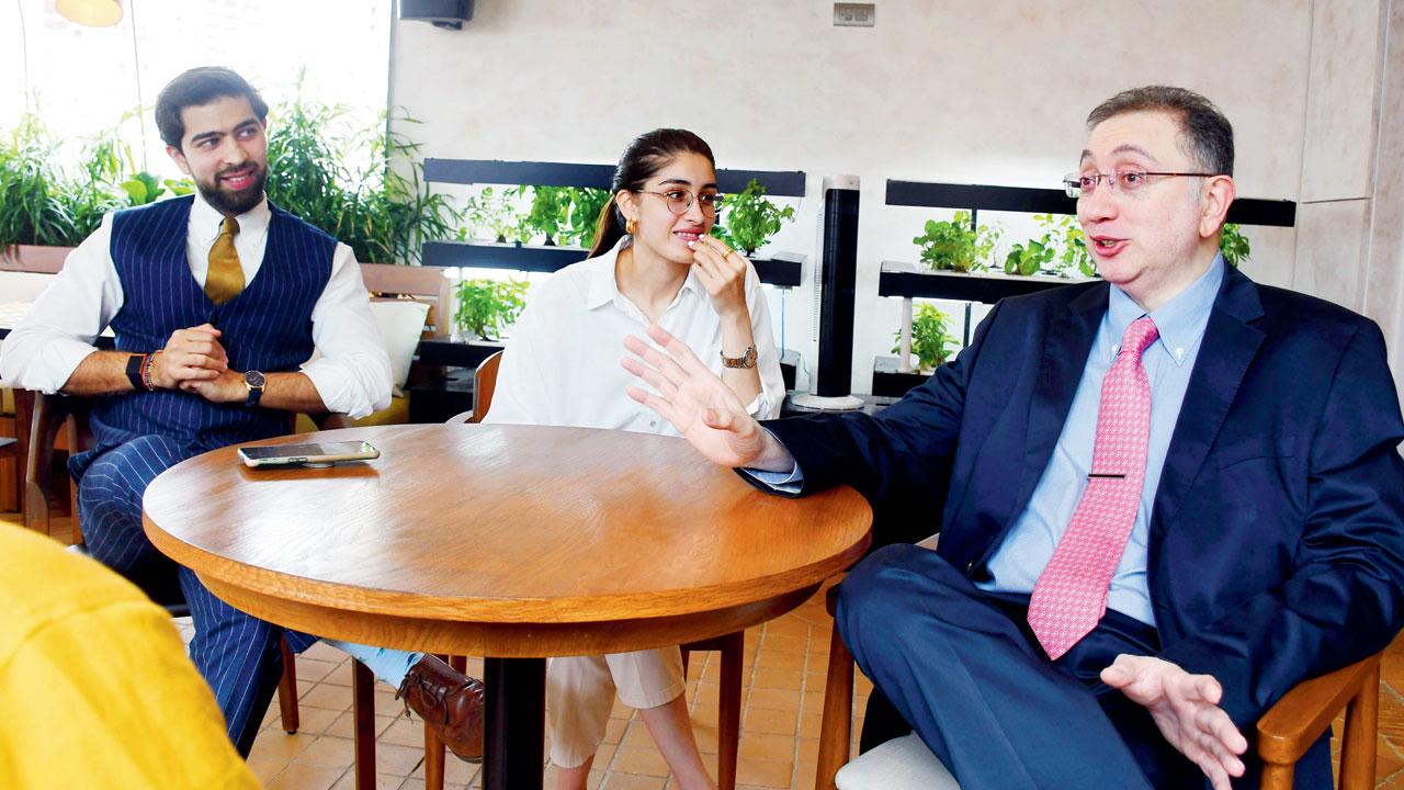 Dinesh Advani, 57, with his twins Yash and Simran who run Cafe Calma and Artisan Gelato respectively at Shalimar Hotel. PIC/ASHISH RAJE